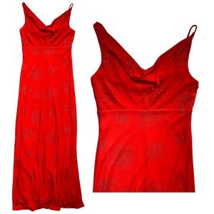 Arianna Red Evening Dress with Sparkle Detail for Women